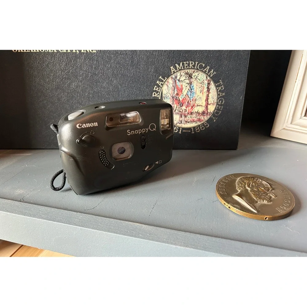 Canon Snappy Q 35mm Film Camera Black Fixed 35mm Lens Point and Shoot Vintage